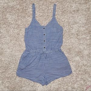 Old Navy Womens Blue White Gingham Elastic Waist